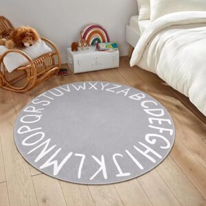 LIVEBOX Grey ABC Kids Rug, Non-Slip Washable, 40