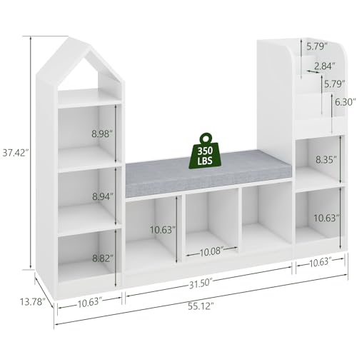 Halitaa Kids Bookcase With Reading Nook 9 Cubbies - Image 2