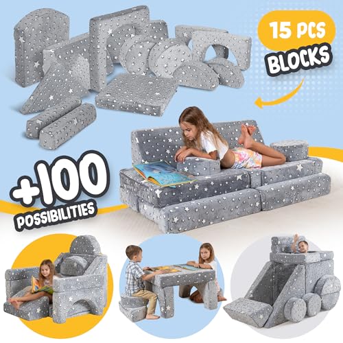 Happy Blocks Modular Kids Play Couch - 15pcs GLOW - Image 3