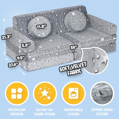 Happy Blocks Modular Kids Play Couch - 15pcs GLOW - Image 5