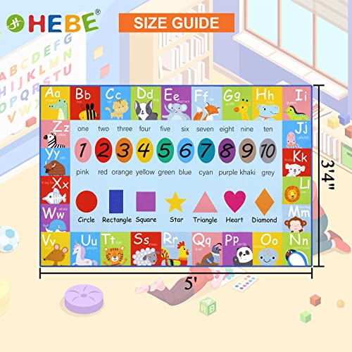 HEBE Kids Play Rug ABC Alphabet Numbers Shapes - Image 2