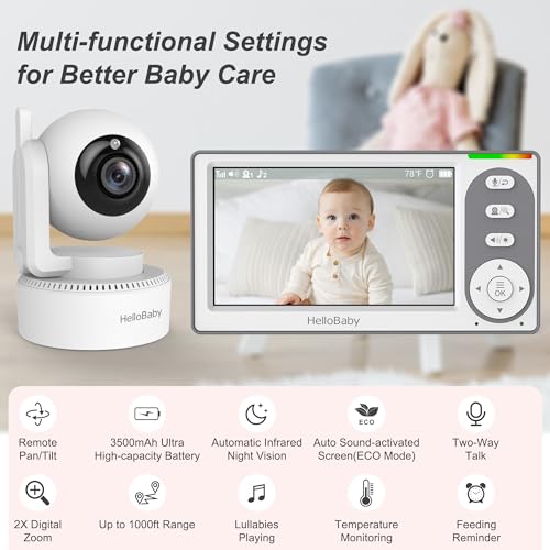 HelloBaby 4.3'' Video Baby Monitor, Long Battery Life HB30 - Image 2