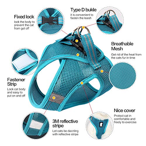 HEYWEAN Cat Harness And Leash - Turquoise - Image 4