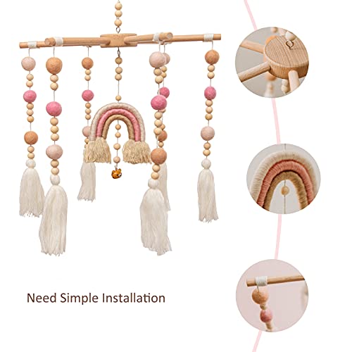 HI BABY MONMENT Rainbow Wooden Crib Mobile For Nursery - Image 3
