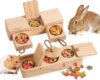 SoulThink Interactive Wooden Rabbit Toys – Sniff n’ Snack Rabbit Treats Bunny Toys, Enrichment Rabbit Toy for Boredom, Better Than Snuffle Mat for Small Animals, Hamsters, Guinea Pig (2PCS)