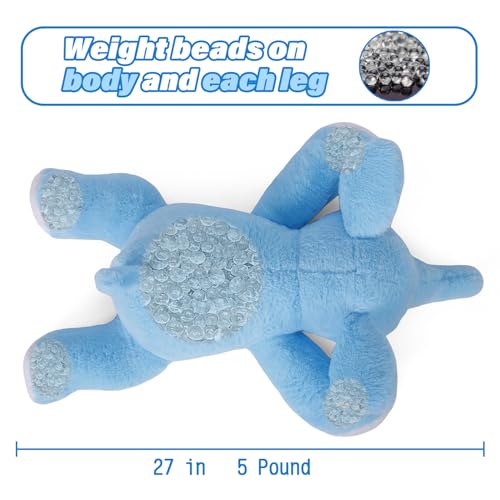 JellyMallow 27" Blue Weighted Elephant Plush Pillow - Image 3