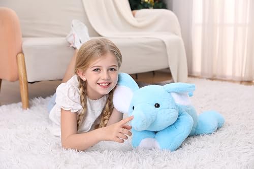 JellyMallow 27" Blue Weighted Elephant Plush Pillow - Image 5