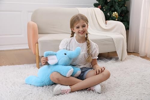 JellyMallow 27" Blue Weighted Elephant Plush Pillow - Image 2