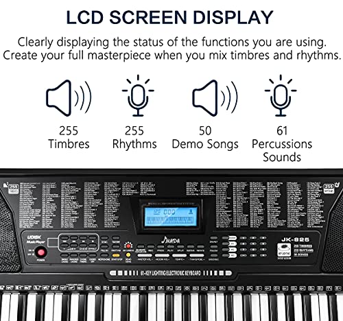 JIKADA 61 Key Portable Electronic Keyboard Piano - Image 2