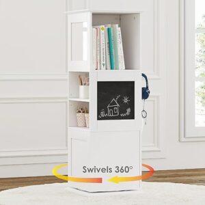 UTEX Kids 360 Rotating Bookshelf Tower, White