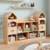 Vabches Kids Bookcase And Toy Organizer Magic Castle, Oak