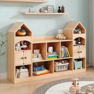 Vabches Kids Bookcase And Toy Organizer Magic Castle, Oak