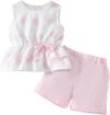 GOLLUNER Kids Heart Print Sleeveless Summer Outfit