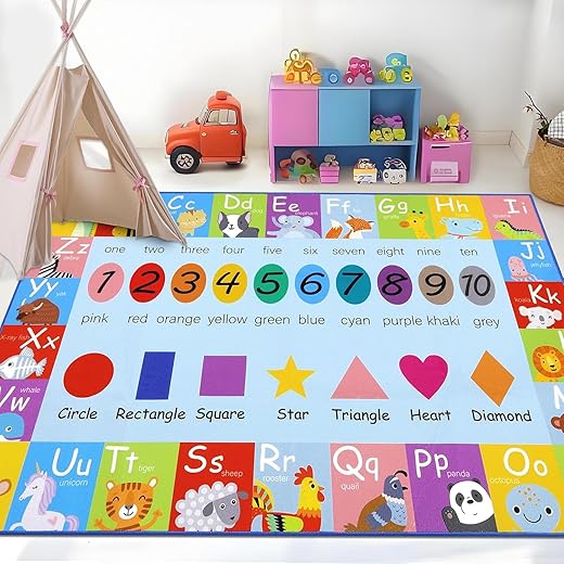 HEBE Kids Play Rug ABC Alphabet Numbers Shapes