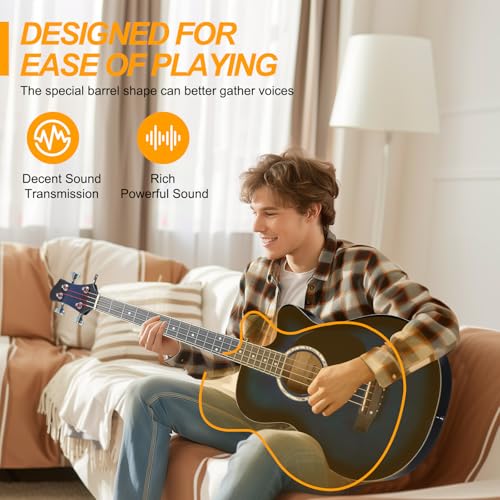 Ktaxon 4 String Acoustic Bass Guitar Kit (Blue) - Image 5