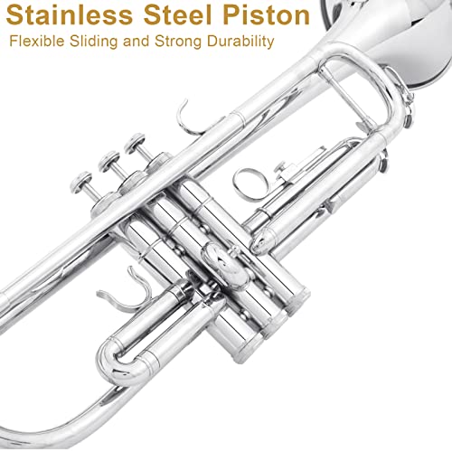 Ktaxon Bb Standard Trumpet With Hard Case, Silver - Image 3