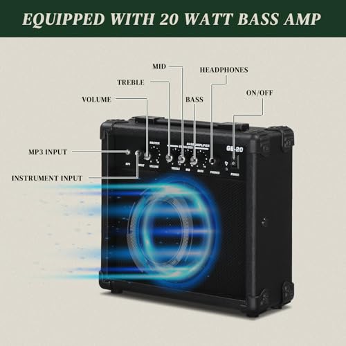 Ktaxon Electric Bass Guitar Beginner Kit, Lake Blue - Image 3