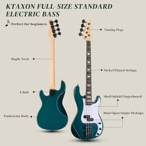 Ktaxon Electric Bass Guitar Beginner Kit, Lake Blue - Image 2