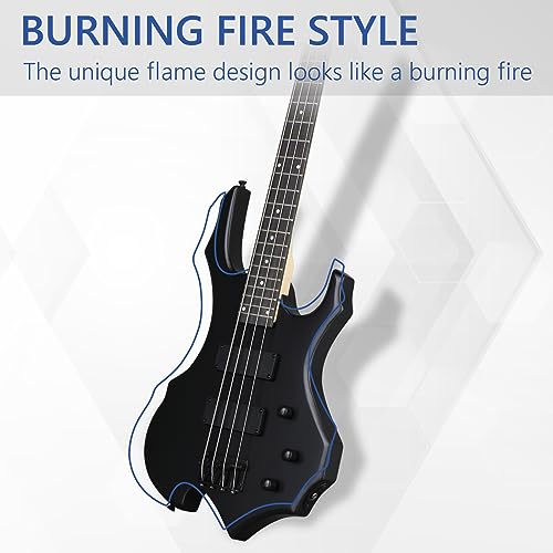 Ktaxon Electric Bass Guitar, Flame Design Set - Image 2