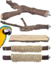 Bissap Large Bird Perch Stand, Natural Wood Pole