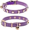 DAIHAQIKO Leather Cat Collar with Bell and Safety