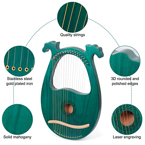 LOMUTY Lyre Harp 16 Metal String Instrument - Image 4