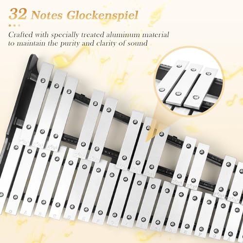 Lunalazeo 32 Note Glockenspiel Bell Kit with Stand - Image 3