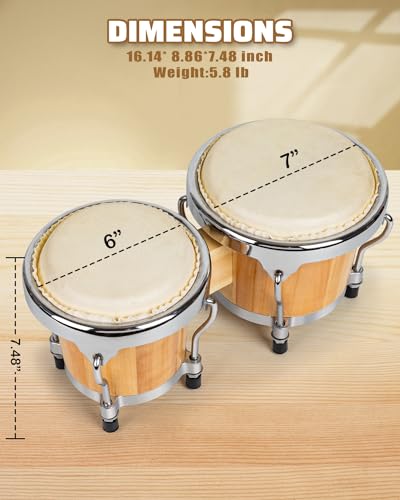 lyumengg Bongo Drums 6β and 7β Set Sliver - Image 3