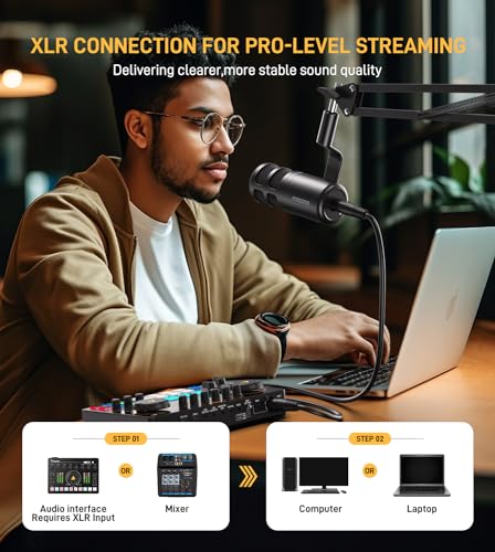 MAONO XLR Podcast Dynamic Microphone With Boom Arm - Image 4