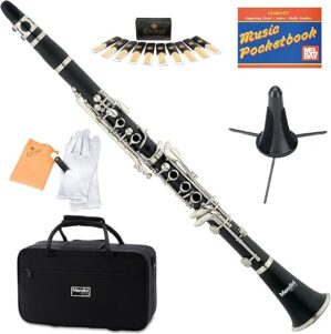 Mendini by Cecilio MCT-E+SD+PB Black Ebonite B Flat Clarinet