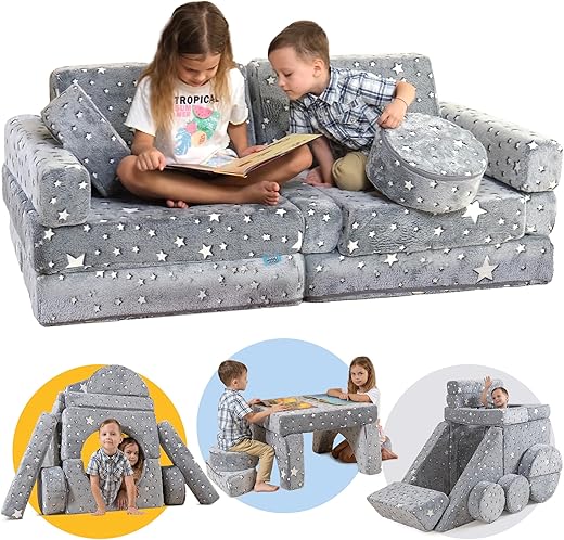 Happy Blocks Modular Kids Play Couch - 15pcs GLOW