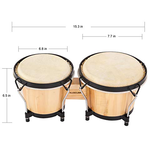 MUSICUBE Bongo Drum Set, 6” and 7” Percussion Instrument - Image 2