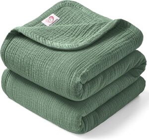 Bearmoss Muslin Baby Blanket 47x47in, Green