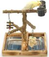 LIMIO Natural Wood Bird Playground with Tray