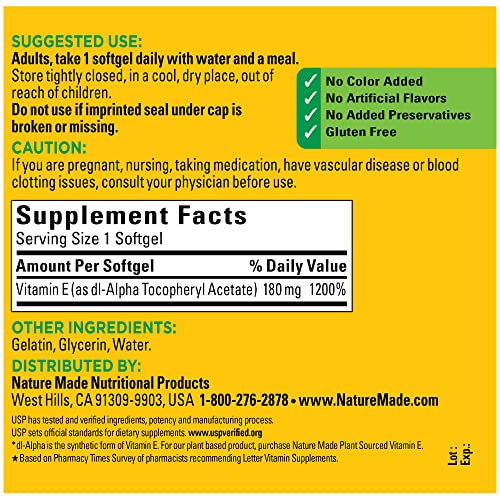Nature Made Vitamin E 180 mg 400 IU 300 Softgels - Image 5