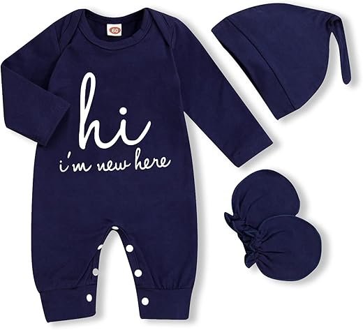 GRNSHTS Newborn Baby Boy Romper Outfit 3PCS Set