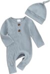 MA&BABY Newborn Baby Ribbed Knit Bodysuit Jumpsuit