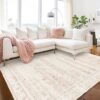 BILEEHOME Nursery Rug Blush Pink Boho Floral 5×7