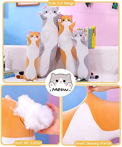Oeonuas Cute Cat Plush Long Body Pillow, 19 Inches - Image 3