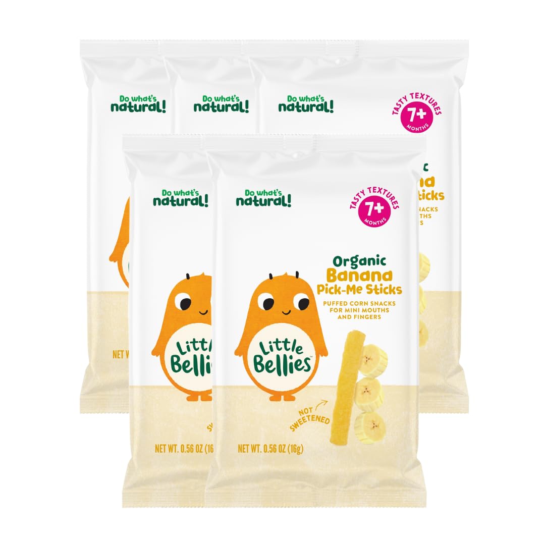 Little Bellies Organic Banana Pick-Me Sticks Baby Snack (Pack of 5 x 0.56 oz)