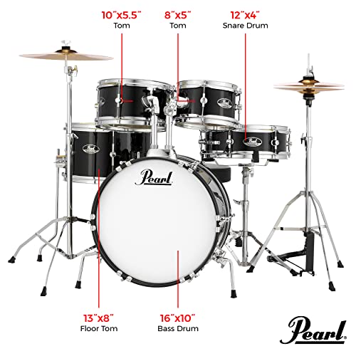 Pearl Roadshow Jr. 5-Piece Drum Set, Jet Black - Image 5