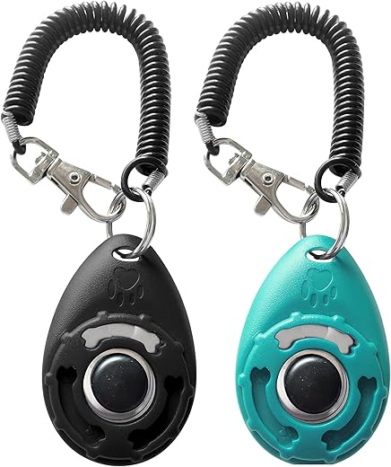 HoAoOo Pet Training Clicker with Strap - Black + Blue