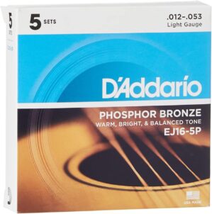 D'Addario Phosphor Bronze Acoustic Guitar Strings EJ16-5P