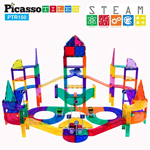 PicassoTiles 150 Piece Race Car Track Playset - Image 3