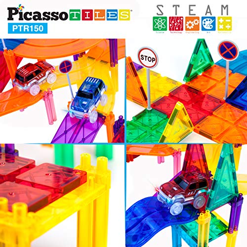PicassoTiles 150 Piece Race Car Track Playset - Image 4