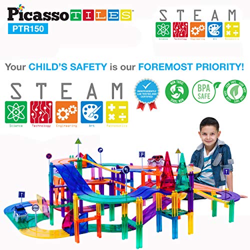 PicassoTiles 150 Piece Race Car Track Playset - Image 5