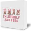 BCUANGD Pink Bows Wooden Box Sign, 5×5 Inches