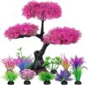 Ameliade Pink Cherry Blossom Tree & Grass Aquarium Decor