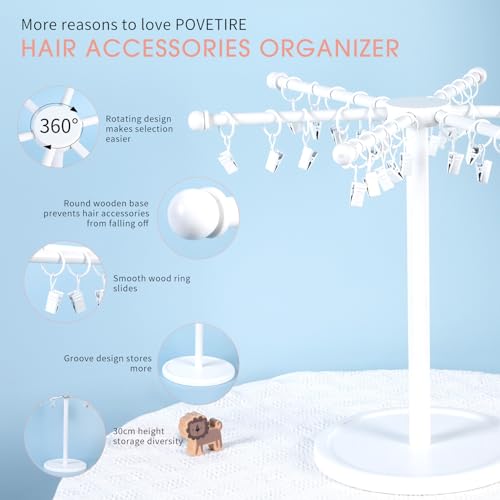 POVETIRE Headband Holder Bow Organizer, 360 Rotating - Image 3
