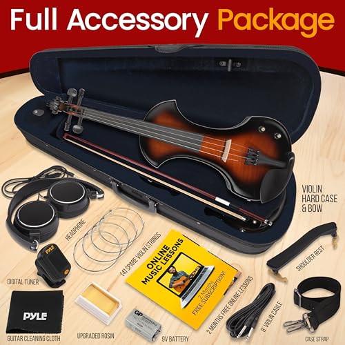 Pyle Silent Electric Violin with Amplifier Kit - Image 3